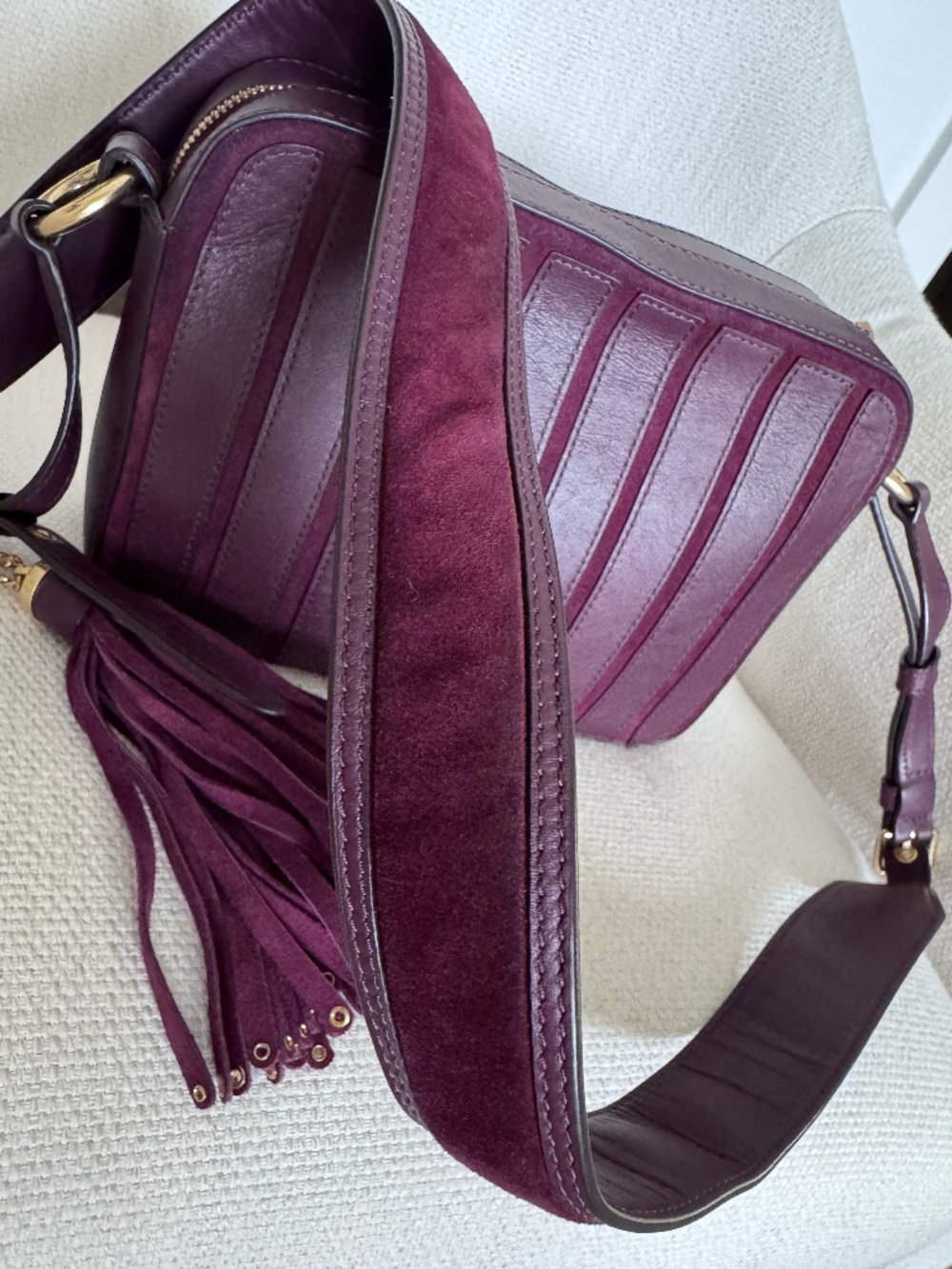 MICHAEL Michael Kors Plum Purple Brooklyn Suede/Leather CrossBody Bag - Picture 3 of 10
